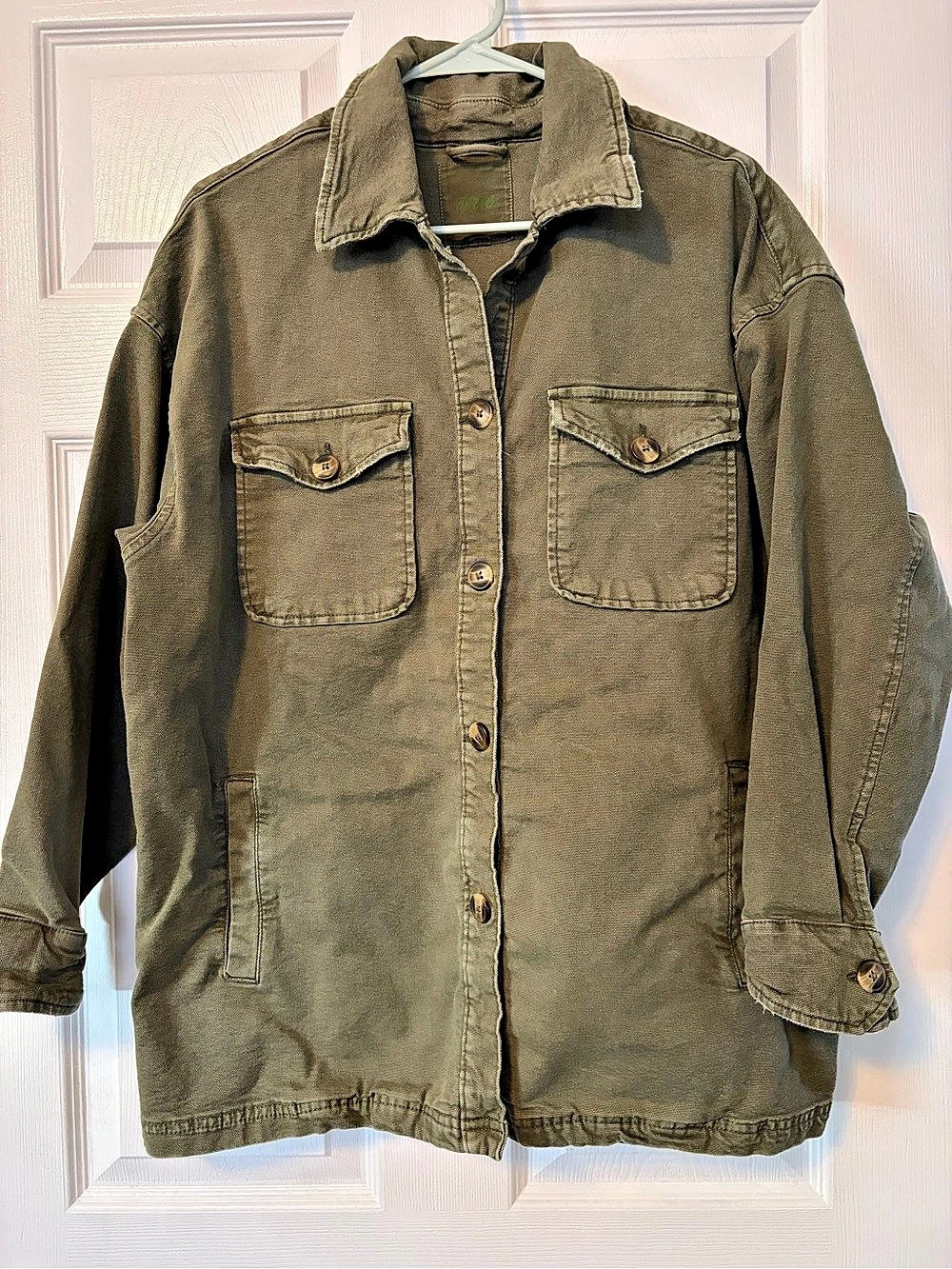 Aerie Canvas Utility Shacket in Green Size M
